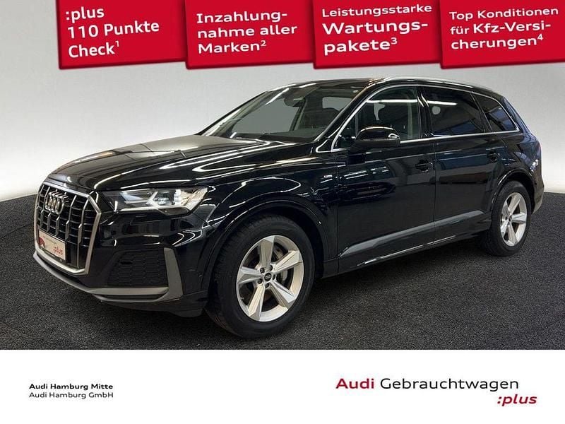 Mythosschwarz metallic Gebraucht 2021 Audi Q7 S-Line SUV | 57.950 € (Guter Preis) - Bild 1/3