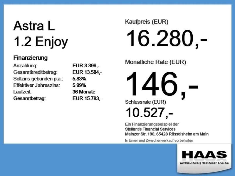 Second-hand Opel Astra Enjoy 131 CP (96 kW) 2023 Negru Berlinǎ