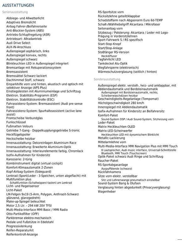 Gebraucht Audi TT RS Ambiente 400 PS (294 kW) 2019 Schwarz Coupé