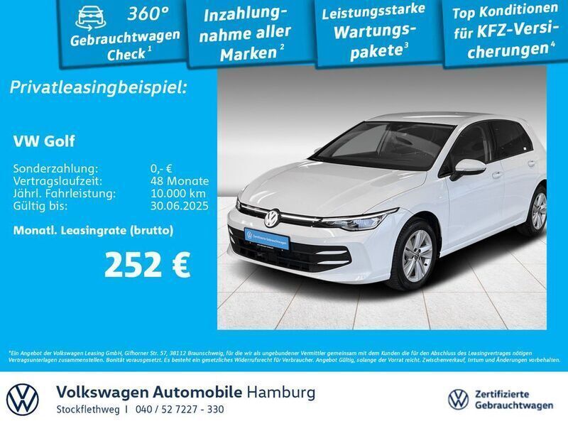 0q pure white Gebraucht 2024 VW Golf VIII Life Limousine | 29.420 € (Etwas zu teuer) - Bild 1/3