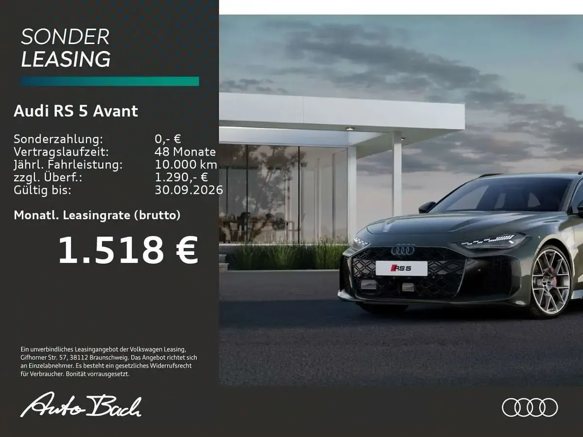 Neu Audi RS5 Sport 639 PS (469 kW) 2026 Bedfordgrün metallic Kombi