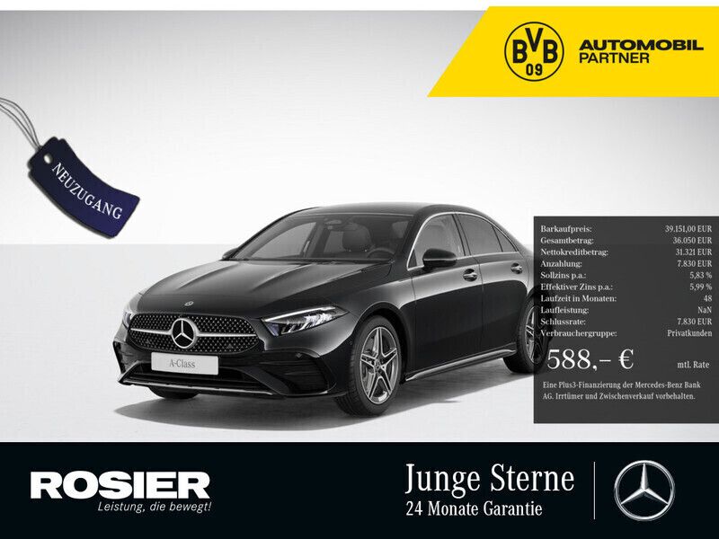 Schwarz / kosmosschwarz (metallic) Gebraucht 2024 Mercedes A250 Advanced Plus Kleinwagen | 39.151 € (Fairer Preis) - Bild 1/4