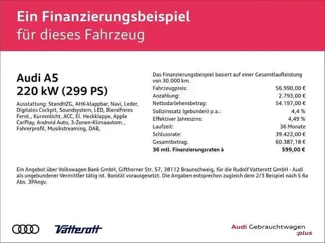 Gebraucht Audi A5 S-Line 299 PS (219 kW) 2025 Grenadinerot metallic Limousine