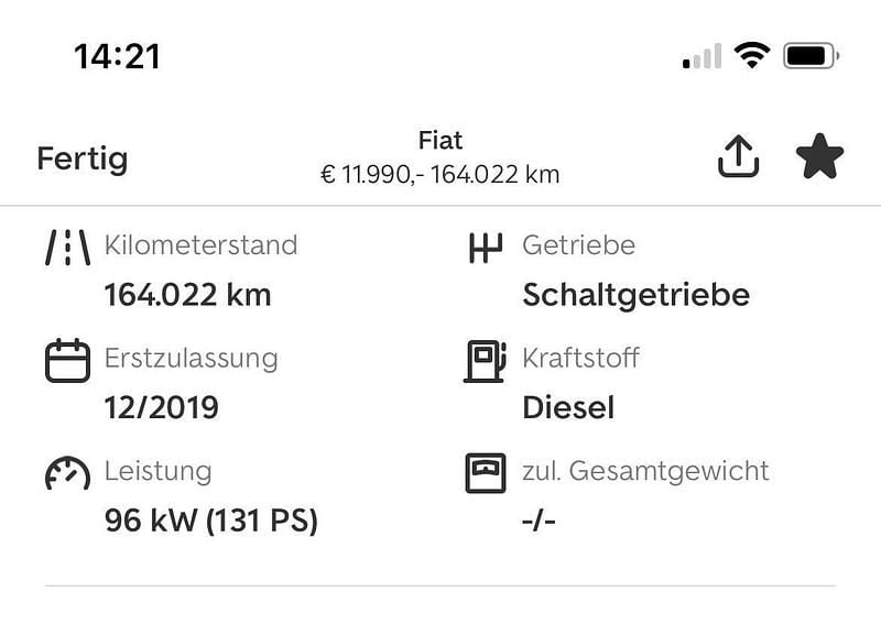 Weiß Gebraucht 2019 Fiat Ducato Van | 12.999 € (Guter Preis) - Bild 1/4