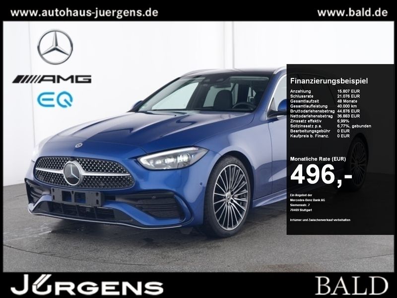 Metalliclack spektralblau Gebraucht 2024 Mercedes C300 AMG Kombi | 52.690 € (Teuer) - Bild 1/4
