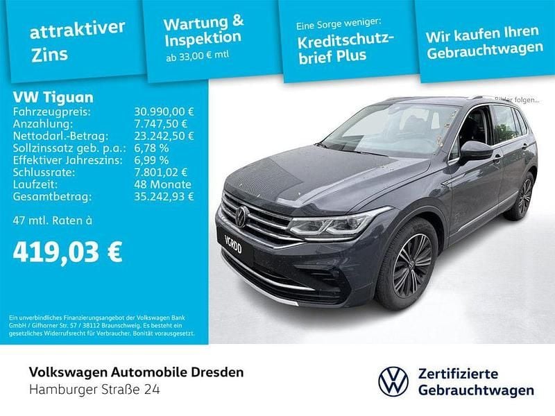 Uranograu Gebraucht 2022 VW Tiguan Elegance SUV | 30.990 € (Guter Preis) - Bild 1/4