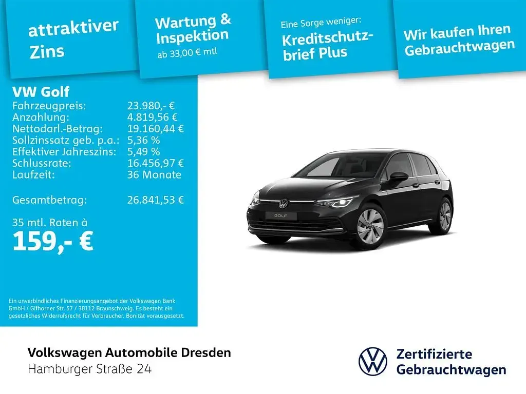 Gebraucht VW Golf VIII Style 131 PS (96 kW) 2024 Grenadillschwarz metallic Limousine