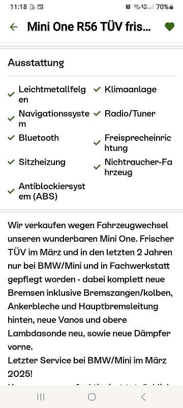 Gebraucht Mini ONE 100 PS (73 kW) 2010 Beige Kleinwagen