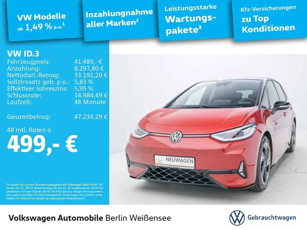 Gebraucht VW ID.3 GTX 210 kW (286 PS) 2025 Kings red metallic schwarz uni Kleinwagen