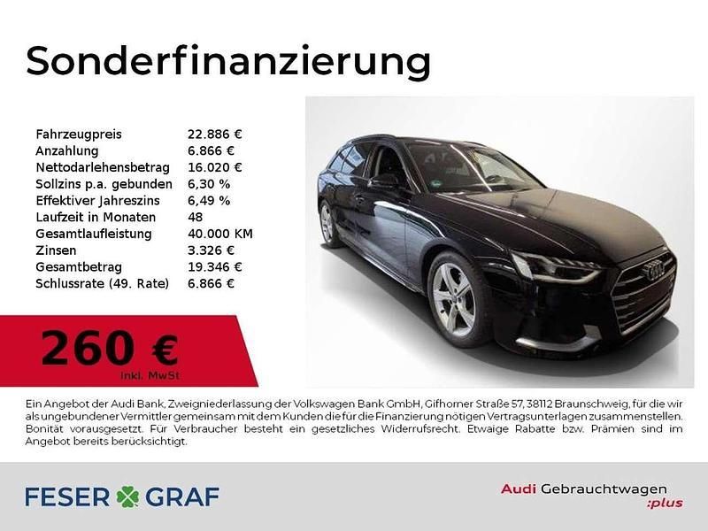 Brillantschwarz Gebraucht 2022 Audi A4 Sport Kombi | 22.886 € (Superpreis) - Bild 1/2