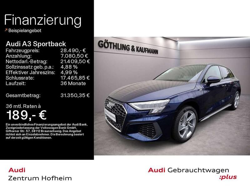 Navarrablau metallic Gebraucht 2024 Audi A3 S-Line Limousine | 28.490 € (Fairer Preis) - Bild 1/4