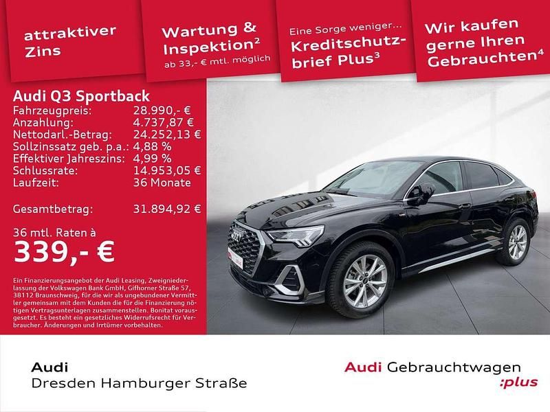 Mythosschwarz metallic Gebraucht 2021 Audi Q3 S-Line SUV | 28.990 € (Guter Preis) - Bild 1/3
