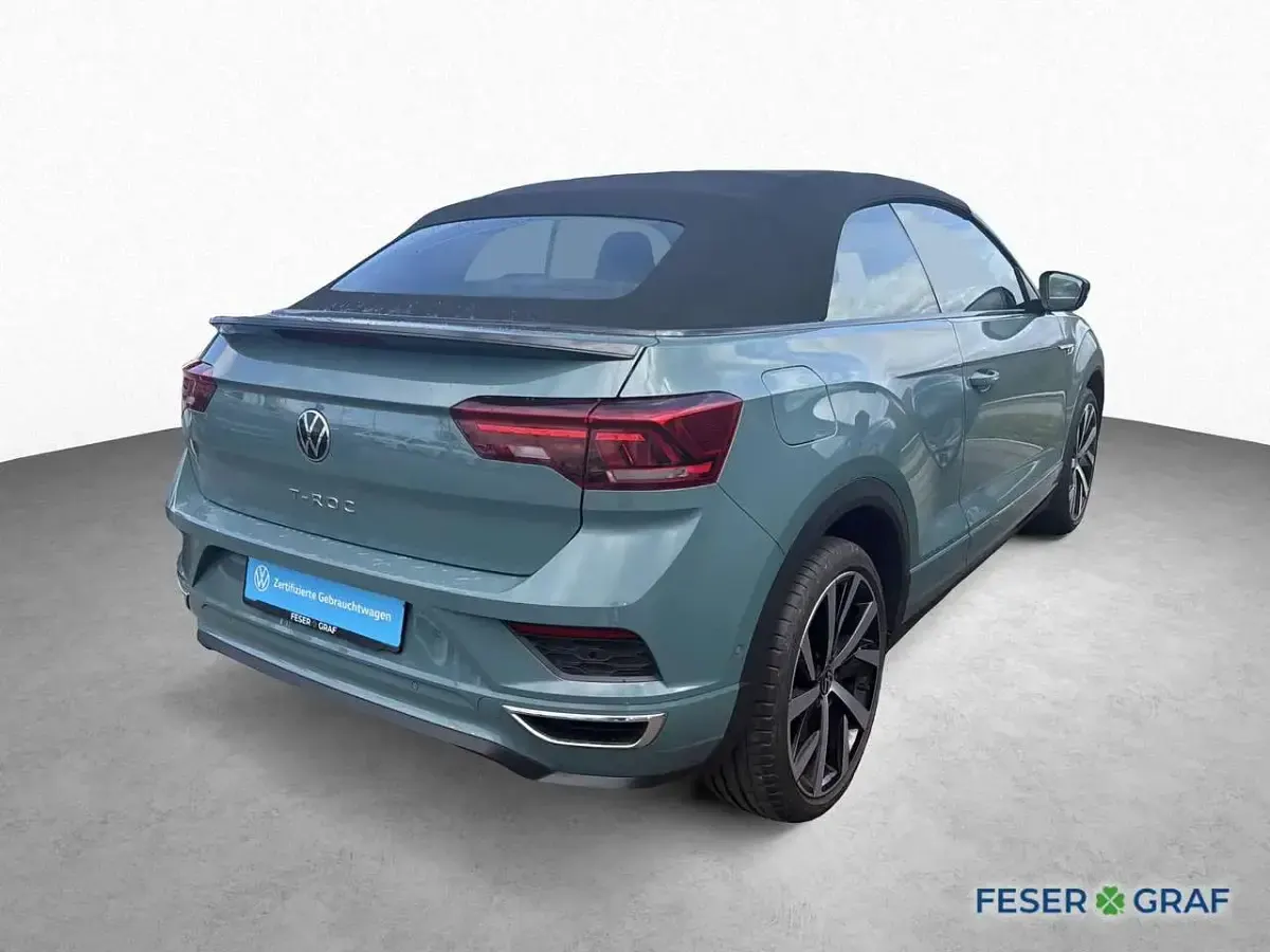 Gebraucht VW T-Roc Cabriolet R-line 150 PS (110 kW) 2022 Cactus green schwarz Cabrio