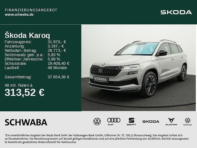 Grau Gebraucht 2024 Skoda Karoq SportLine SUV | 31.970 € (Superpreis) - Bild 1/4