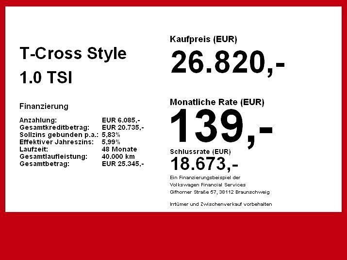 Gebraucht VW T-Cross Style 116 PS (85 kW) 2025 Grau SUV