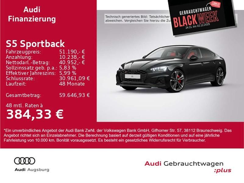 Mythosschwarz metallic Gebraucht 2023 Audi S5 Limousine | 51.190 € (Fairer Preis) - Bild 1/4