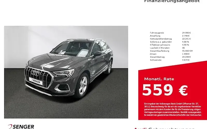 Second-hand Audi Q3 Advanced Plus 150 CP (110 kW) 2020 Gri SUV