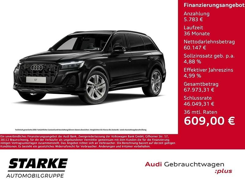 Schwarz (mythosschwarz metallic) Gebraucht 2025 Audi Q7 Ambiente SUV | 65.930 € (Etwas zu teuer) - Bild 1/3