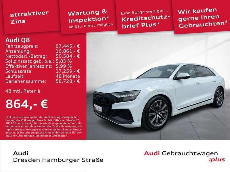 Gebraucht Audi Q8 Ambiente 286 PS (210 kW) 2022 Gletscherweiß metallic SUV