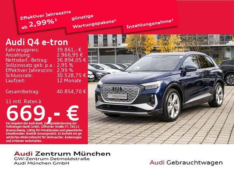 Navarrablau metallic Gebraucht 2023 Audi Q4 e-tron Comfort SUV | 39.861 € - Bild 1/2