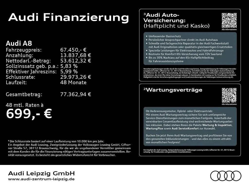 Gebraucht Audi A8L Advanced 286 PS (210 kW) 2023 Schwarz Limousine