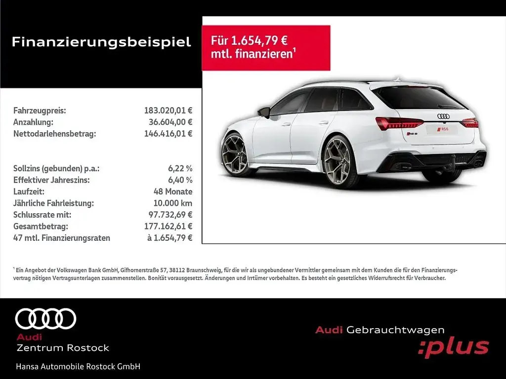Neu Audi RS6 Performance 630 PS (463 kW) 2026 Weiß Kombi