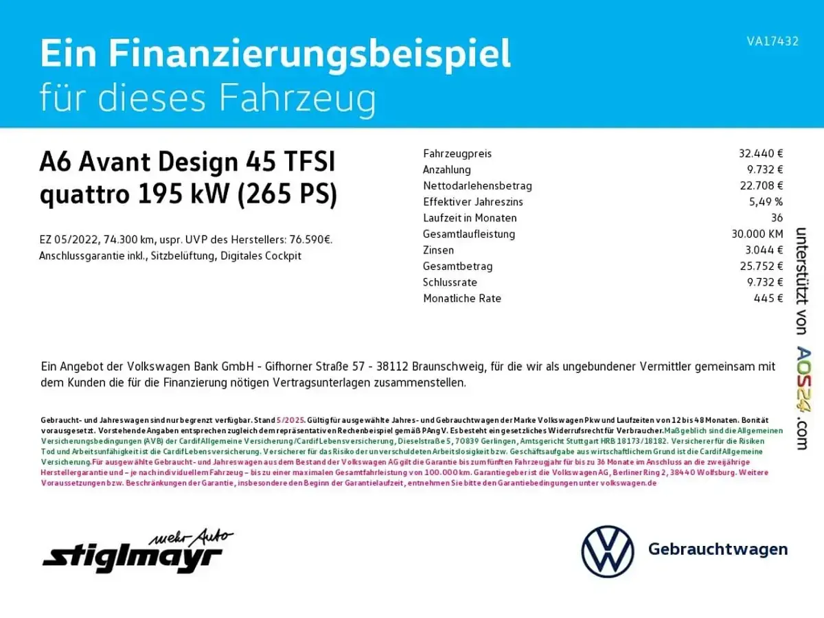 Gebraucht Audi A6 Design 265 PS (194 kW) 2022 Mythosschwarz metallic Kombi