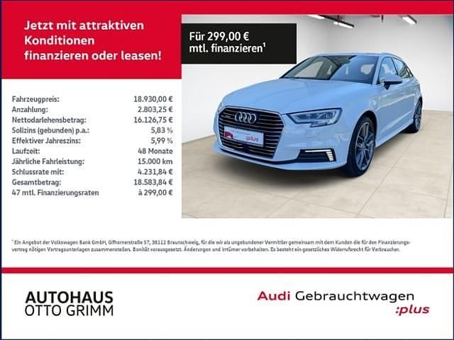 Gletscherweiß metallic Gebraucht 2020 Audi A3 Sportback e-tron Design Limousine | 18.860 € (Fairer Preis) - Bild 1/4