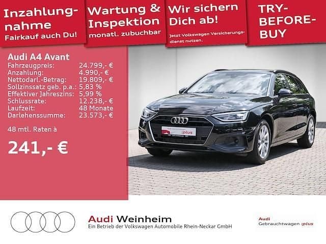 Mythosschwarz metallic Gebraucht 2022 Audi A4 Business Kombi | 24.799 € (Guter Preis) - Bild 1/4