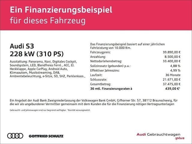 Gebraucht Audi S3 Ambiente 310 PS (228 kW) 2023 Schwarz Limousine