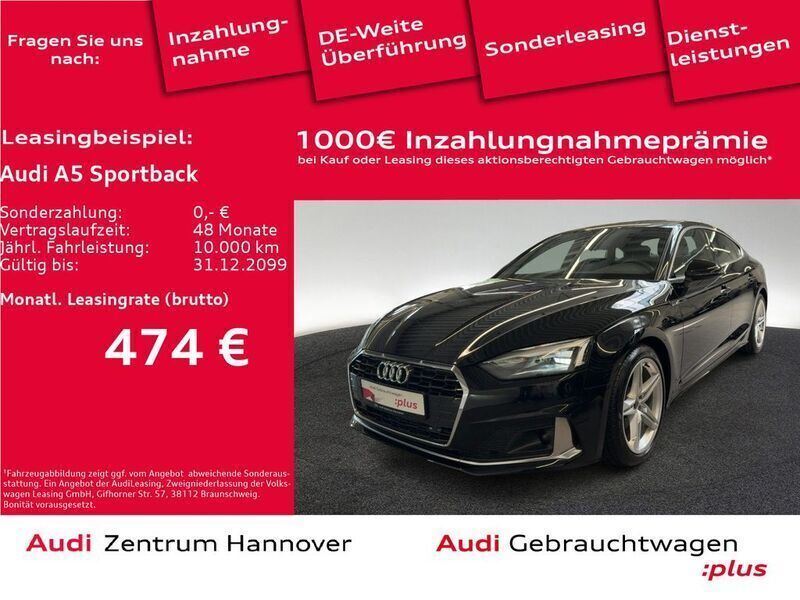Brillantschwarz Gebraucht 2023 Audi A5 Sportback Advanced Plus Limousine | 32.350 € (Superpreis) - Bild 1/4