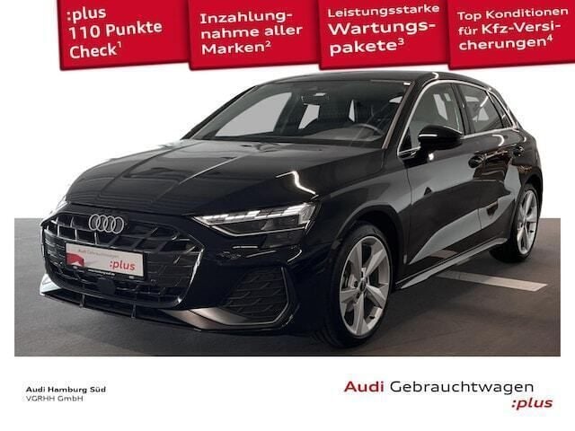 Mythosschwarz metallic Gebraucht 2024 Audi A3 S-Line Limousine | 34.950 € (Fairer Preis) - Bild 1/3