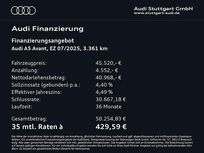 Używany Audi A5 Performance 204 KM (150 kW) 2025 Niebieski Kombi