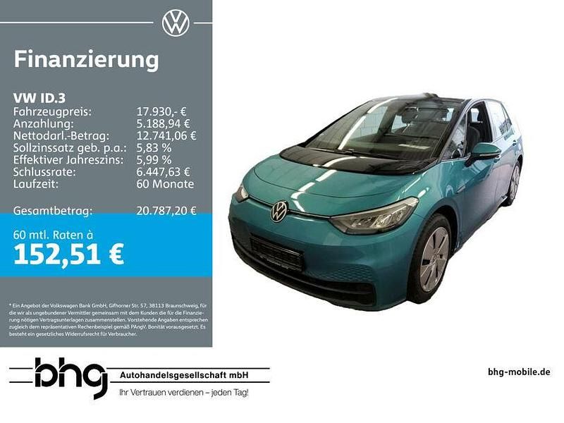 Grün Gebraucht 2021 VW ID.3 Pure Kleinwagen | 17.930 € (Fairer Preis) - Bild 1/4