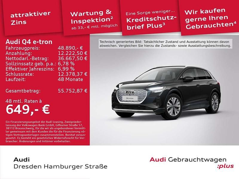 Mythosschwarz metallic Gebraucht 2025 Audi Q4 e-tron Ambiente SUV | 48.890 € (Superpreis) - Bild 1/1
