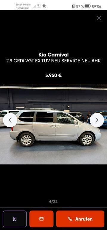 Silber Gebraucht 2008 Kia Carnival LX Van / Kleinbus | 1.000 € (Guter Preis) - Bild 1/1