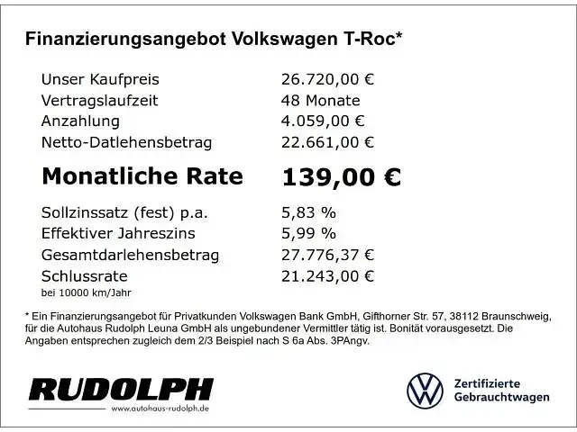 Gebraucht VW T-Roc Goal 150 PS (110 kW) 2025 Blau SUV