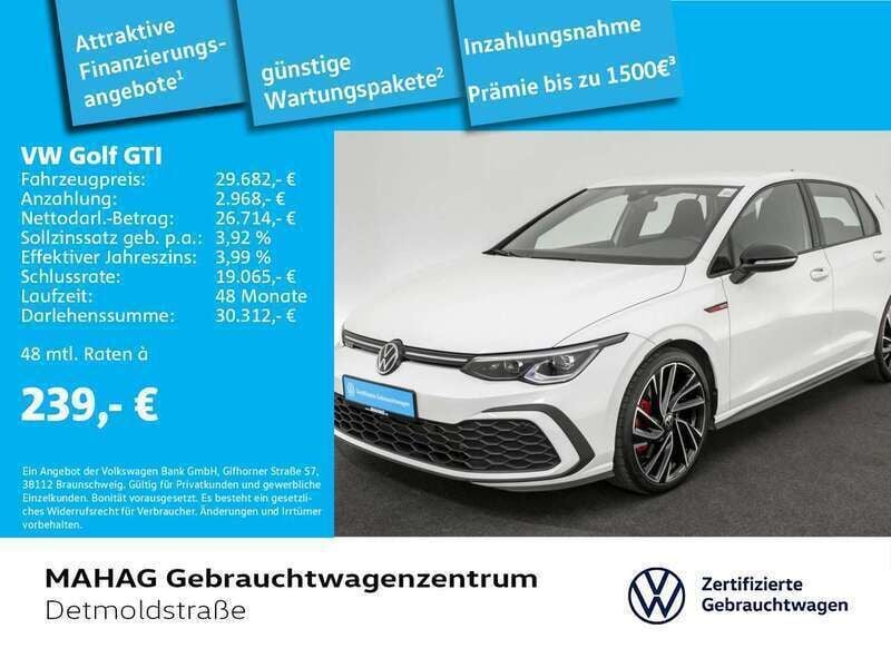 Pure white Gebraucht 2023 VW Golf VIII GTI Limousine | 28.486 € (Guter Preis) - Bild 1/2