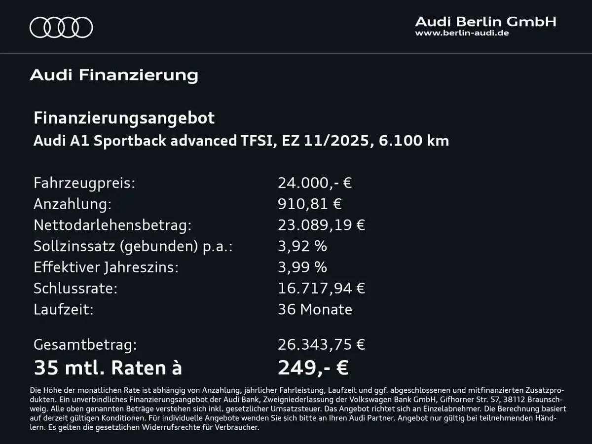 Gebraucht Audi A1 Advanced Plus 116 PS (85 kW) 2025 Gletscherweiß metallic SUV