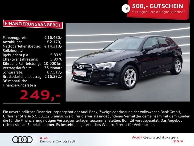Schwarz Gebraucht 2020 Audi A3 Sportback g-tron Comfort Limousine | 16.480 € (Fairer Preis) - Bild 1/2