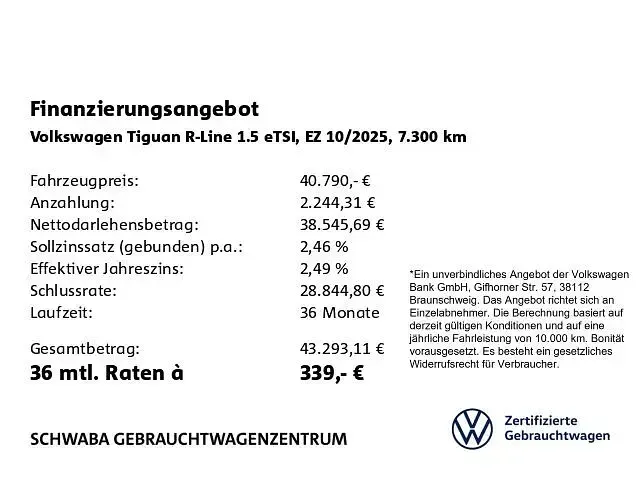 Gebraucht VW Tiguan R-line 150 PS (110 kW) 2025 Oryxweiß perlmutteffekt SUV