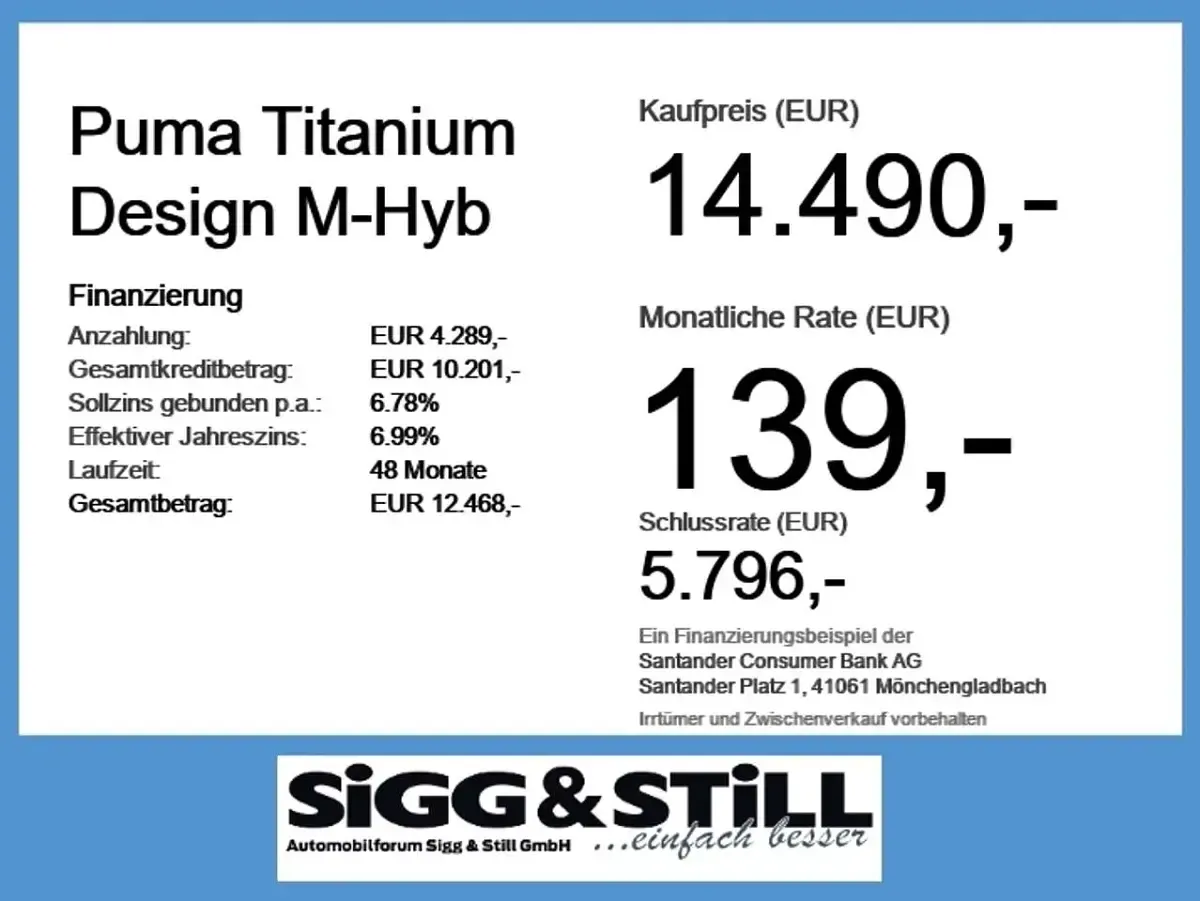 Gebraucht Ford Puma Titanium 125 PS (91 kW) 2022 Obsidianschwarz metallic SUV