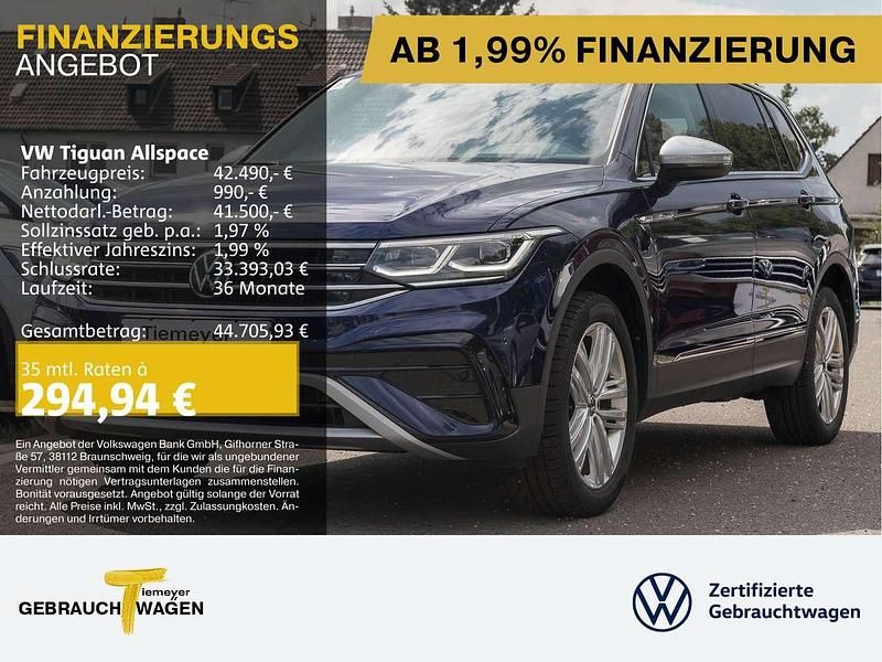 Blau Gebraucht 2024 VW Tiguan Allspace Elegance SUV | 42.490 € (Fairer Preis) - Bild 1/4