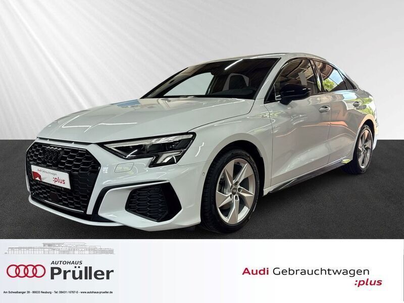 Gletscherweiß metallic (weiss) Gebraucht 2023 Audi A3 S-Line Limousine | 29.400 € (Fairer Preis) - Bild 1/4