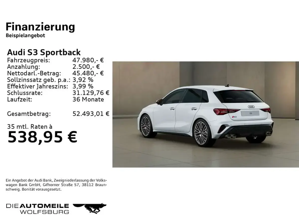 Gebraucht Audi S3 Ambiente 333 PS (244 kW) 2025 Gletscherweiß metallic Limousine