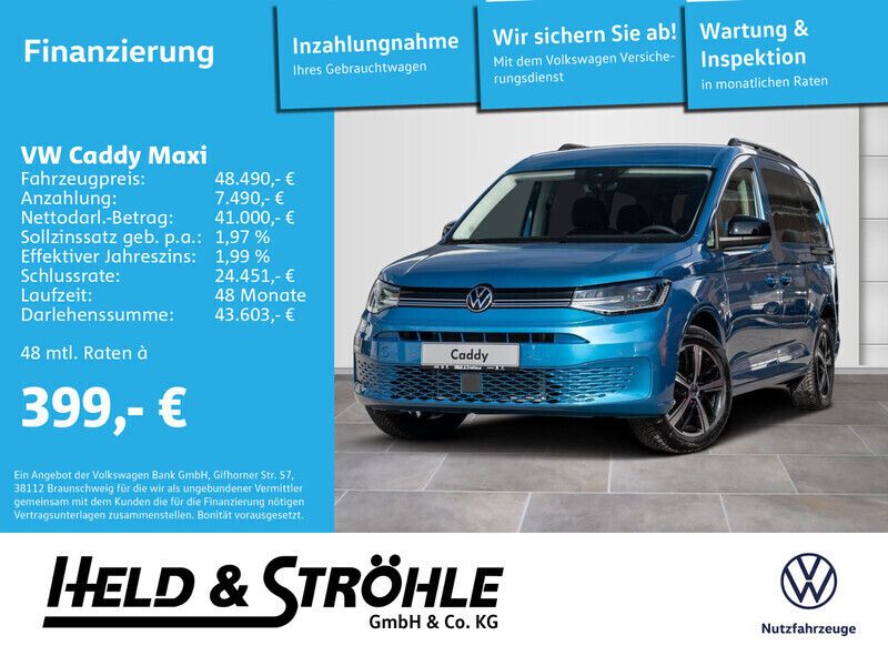 Blau Gebraucht 2022 VW Caddy Maxi Life Life Van / Kleinbus | 44.490 € - Bild 1/4