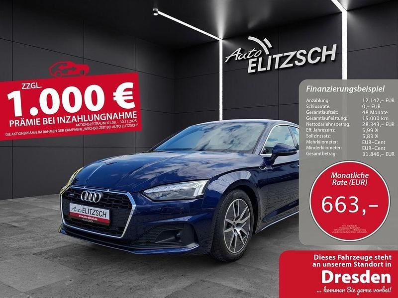 Blau Gebraucht 2022 Audi A5 Sportback Sport Kleinwagen | 40.490 € (Etwas zu teuer) - Bild 1/3