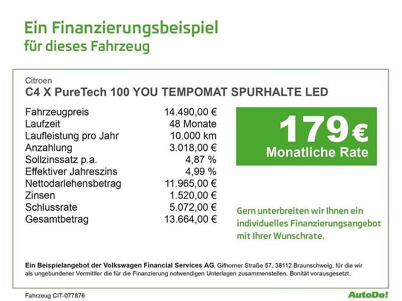 Gebraucht Citroën C4 X PureTech 101 PS (74 kW) 2024 Grau SUV