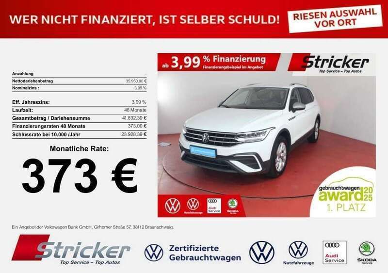Pure white Gebraucht 2024 VW Tiguan Allspace Life SUV | 35.950 € (Superpreis) - Bild 1/4