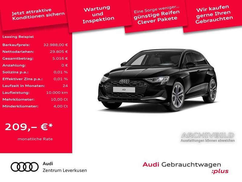 Schwarz Gebraucht 2024 Audi A3 Sportback Advanced Limousine | 32.988 € (Guter Preis) - Bild 1/4